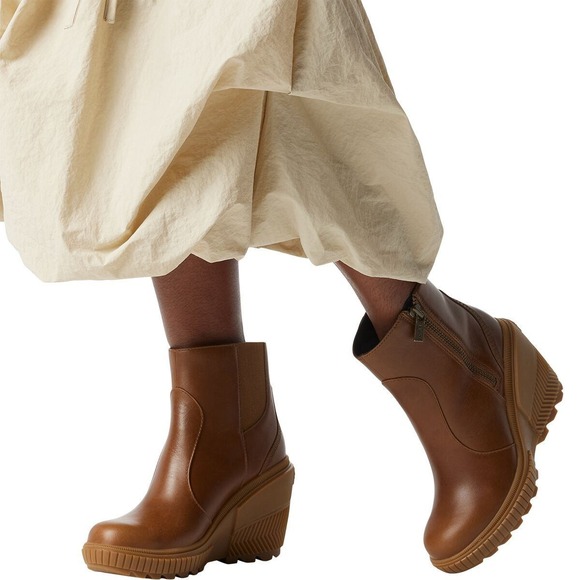 NWOB Sorel Brown Ona Ave Zip Wedge Ankle Bootie
